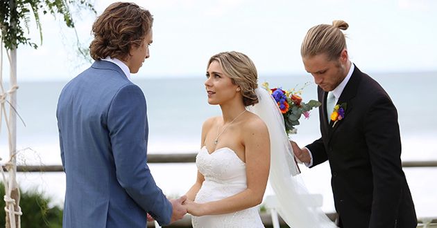 Ash Ashford gives his sister Billie Ashford away to VJ Patterson in Home And Away.