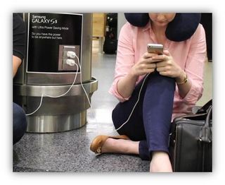 Samsung throws a jab at iPhone wall-huggers with latest airport ad campaign