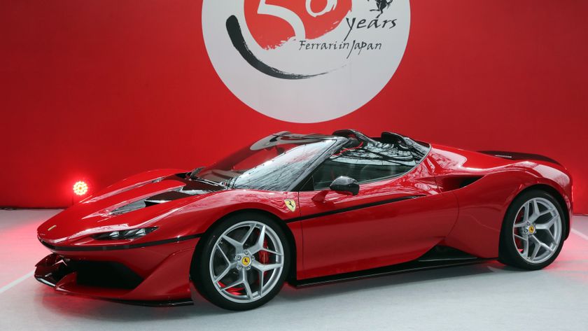 Italian sports car maker Ferrari displays the new vehicle Ferrari J50 at the world premiere in Tokyo on December 13, 2016 to celebrate Ferrari's 50th anniversary in Japan. Ferrari J50 has 690-horsepower 3.9-litter V8 turbo charged engine to drive roadster body. (Photo by YOSHIKAZU TSUNO/Gamma-Rapho via Getty Images)