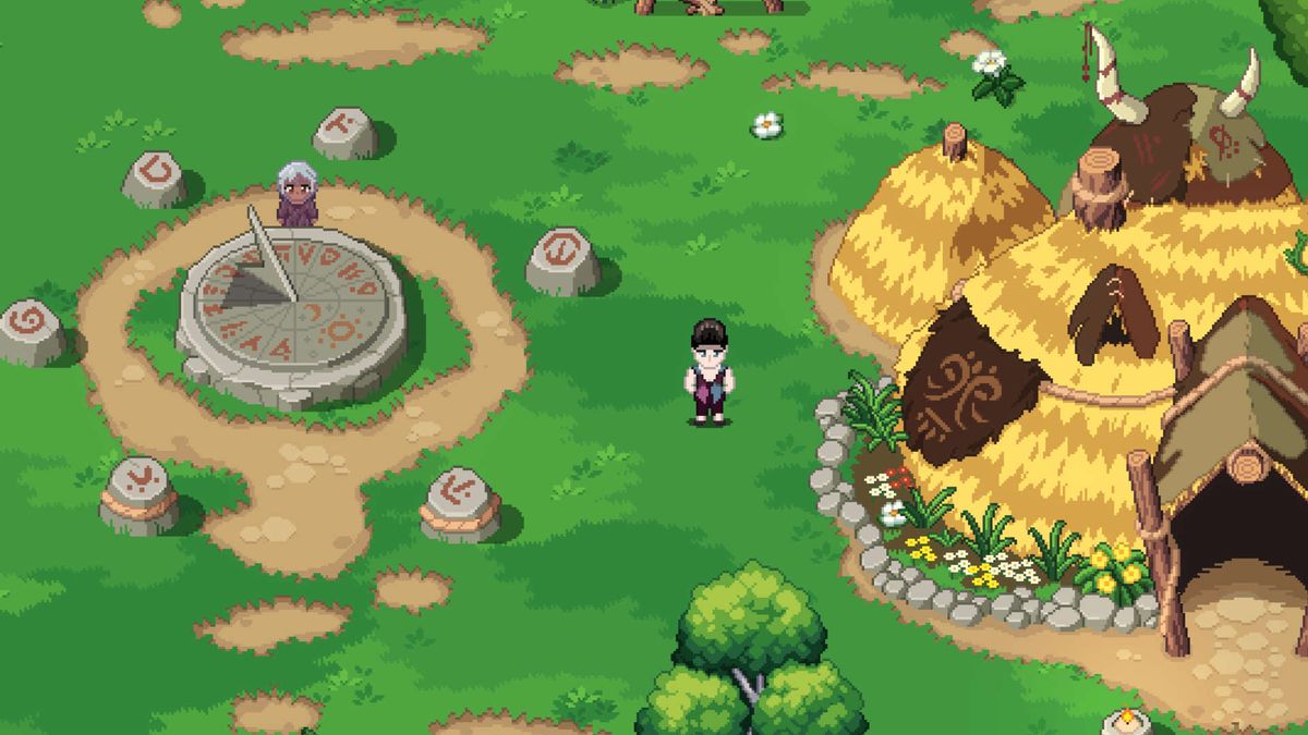 My character getting up to shenanigans in Roots of Pacha