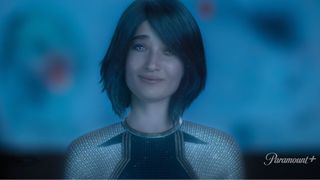 Cortana's new look as seen in the Halo TV show trailer on Paramount Plus