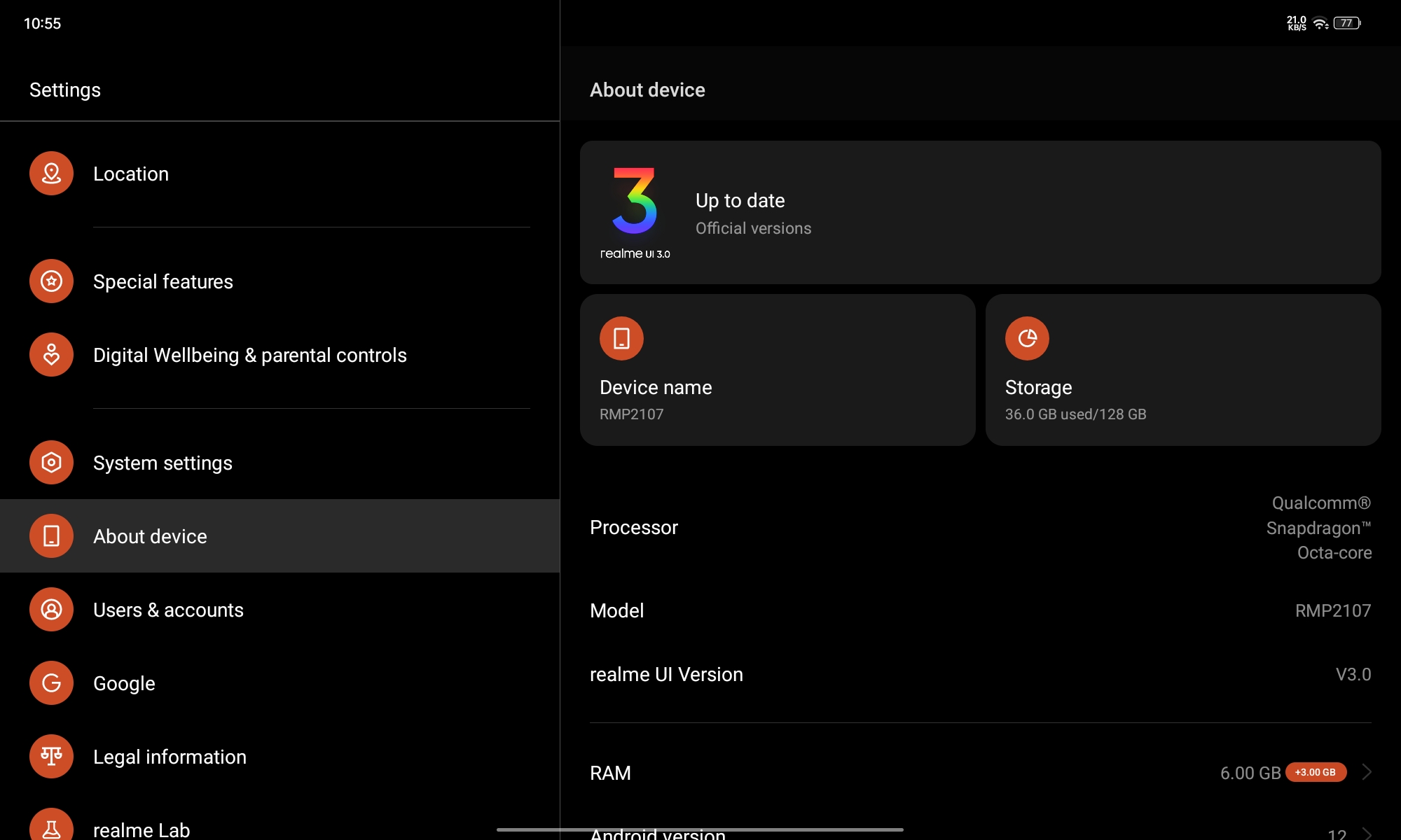Realme UI for Pad