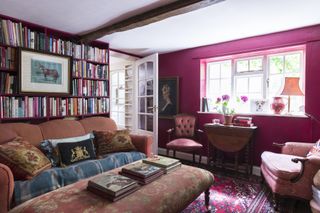 cottage sitting room painted red spurling