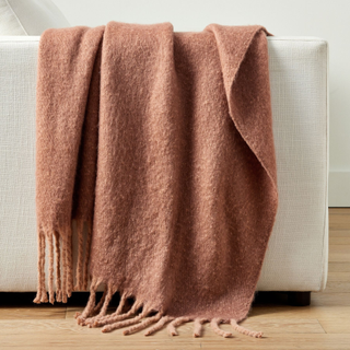 rose-colored mohair throw