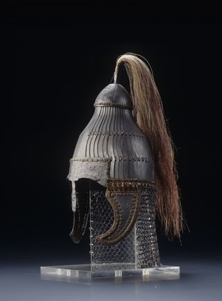 A Byzantine helmet that was found in grave 12.