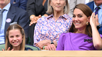 Princess Charlotte and mom Princess Kate attend the men&#039;s final at Wimbledon Tennis Championships on July 14, 2024.