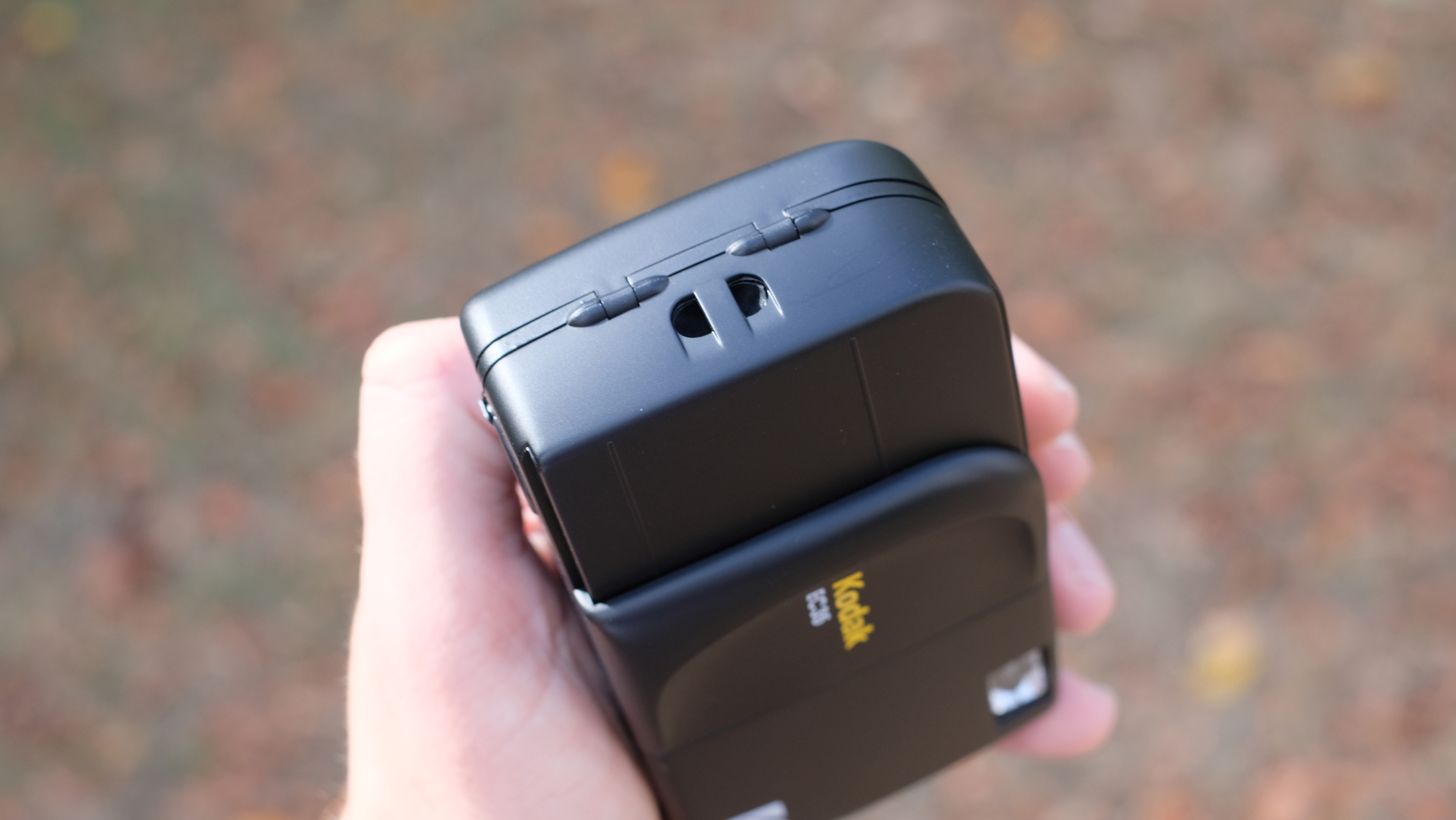 Photograph of the Kodak EC35 point-and-shoot film camera in black