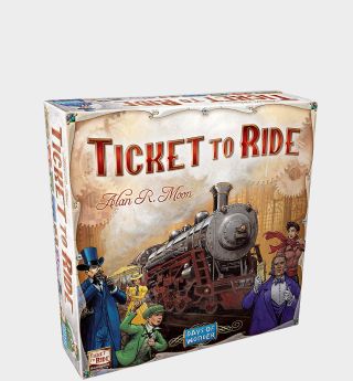 Ticket to Ride box on a plain background
