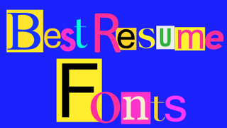 An array of fonts and colours displaying the title text &#039;Best Resume Fonts&#039; on a vibrant dark blue background.