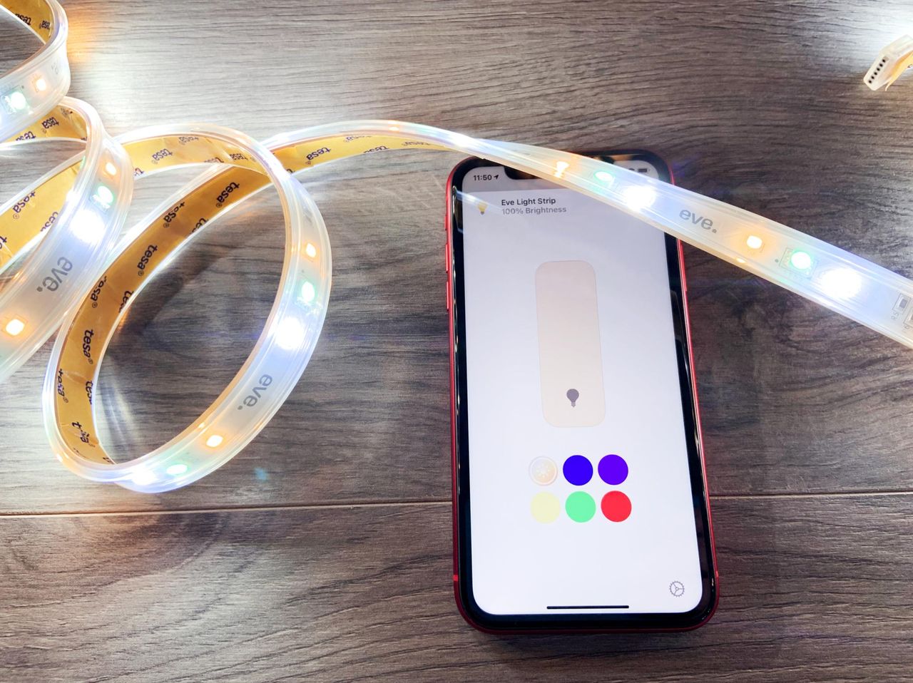 Eve Light Strip Review Homekit Adaptive Lighting on an iPhone