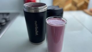 Nutribullet Flip Blender with a cup of smoothie