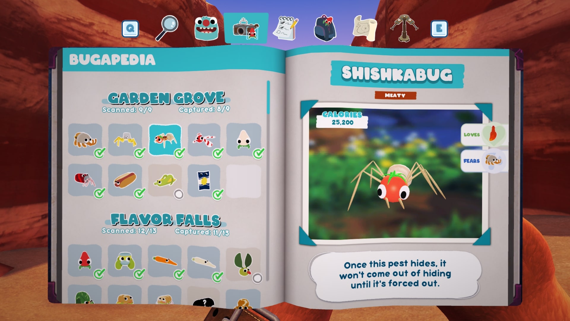 Bugsnax Bugapedia: Shishkabug