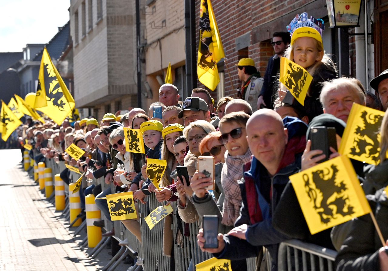 Supporters watch the mens race of the Ronde van Vlaanderen Tour des Flandres Tour of Flanders one day cycling event 2725km from Antwerp to Oudenaarde on April 3 2022 Belgium OUT Photo by DIRK WAEM Belga AFP Belgium OUT Photo by DIRK WAEMBelgaAFP via Getty Images