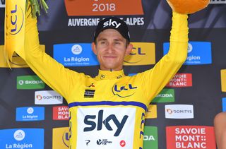 Michal Kwiatkowski (Team Sky) moves back into the yellow jersey after winning the team time trial at the Criterium du Dauphine