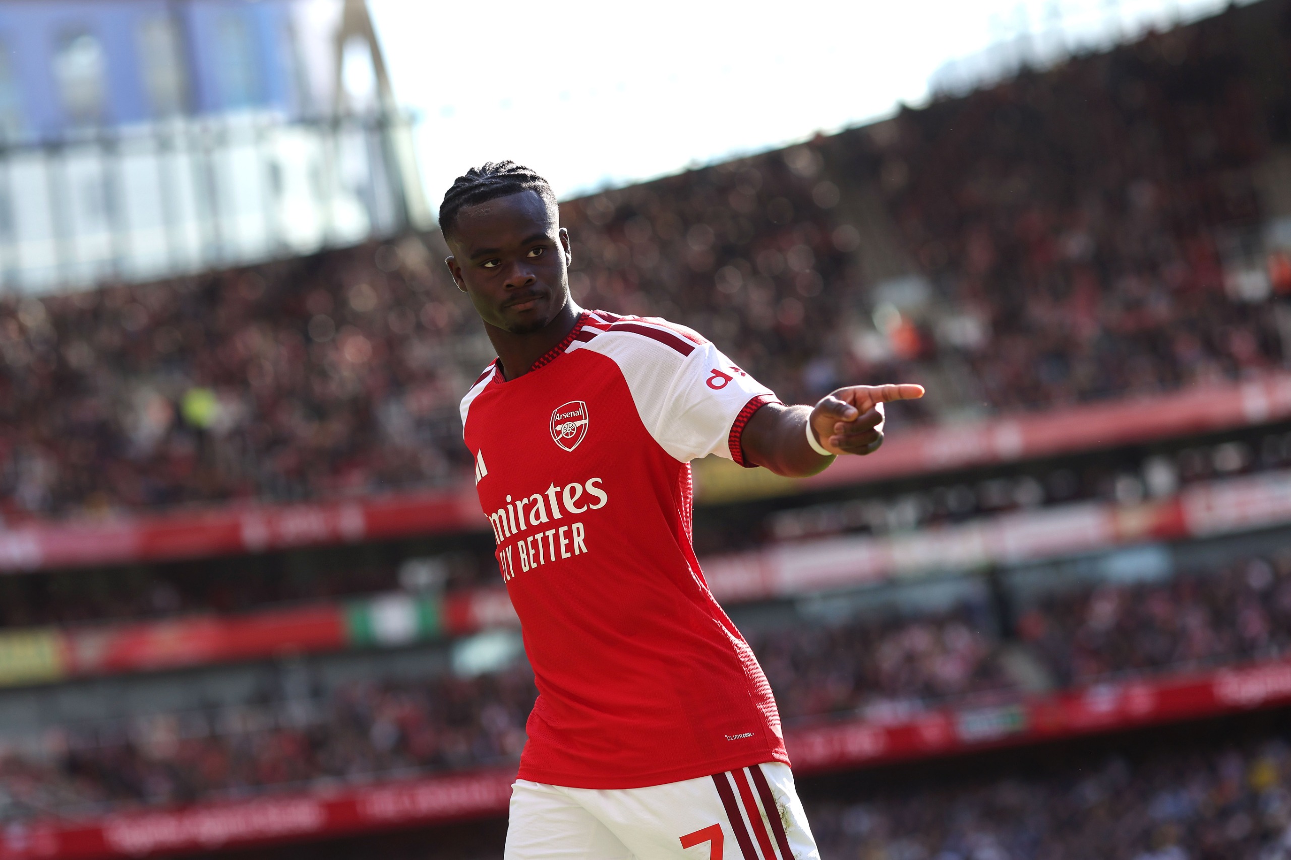 Bukayo Saka of Arsenal during the Premier League 2026/27 match between Arsenal FC and Leeds United