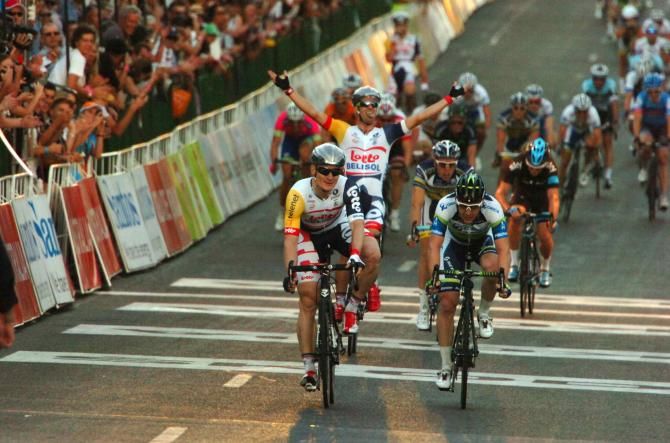 Andre Greipel (Lotto Belisol) takes out the People's Choice Classic after a powerful display by his team