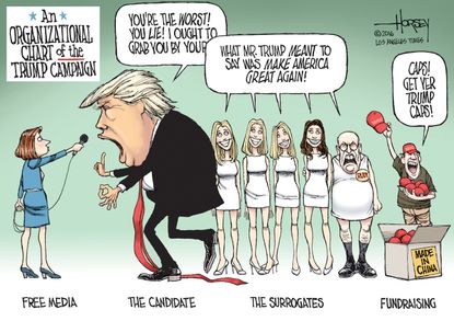 Political cartoon U.S. Donald Trump campaign 2016 election