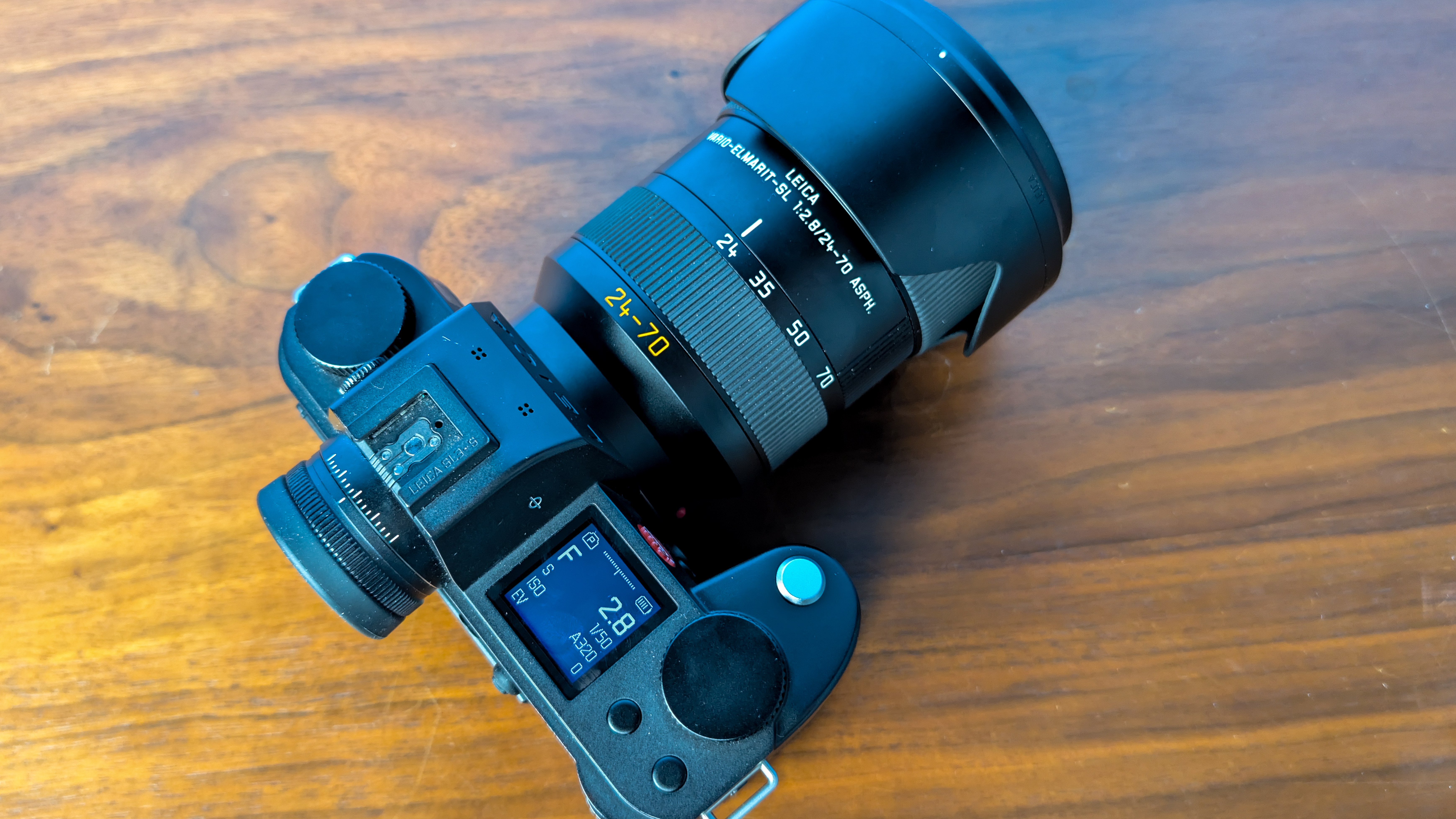 A black Leica SL3-S mirrorless camera