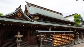 side view of the Kushida Shrine in Fukuoka, Japan