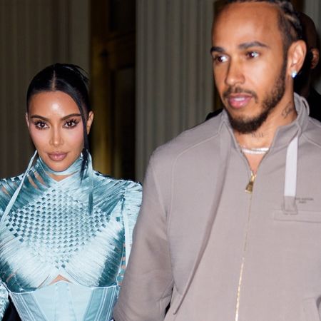 Kim Kardashian wore a cool-blue corset with high-rise jeans as her date night outfit