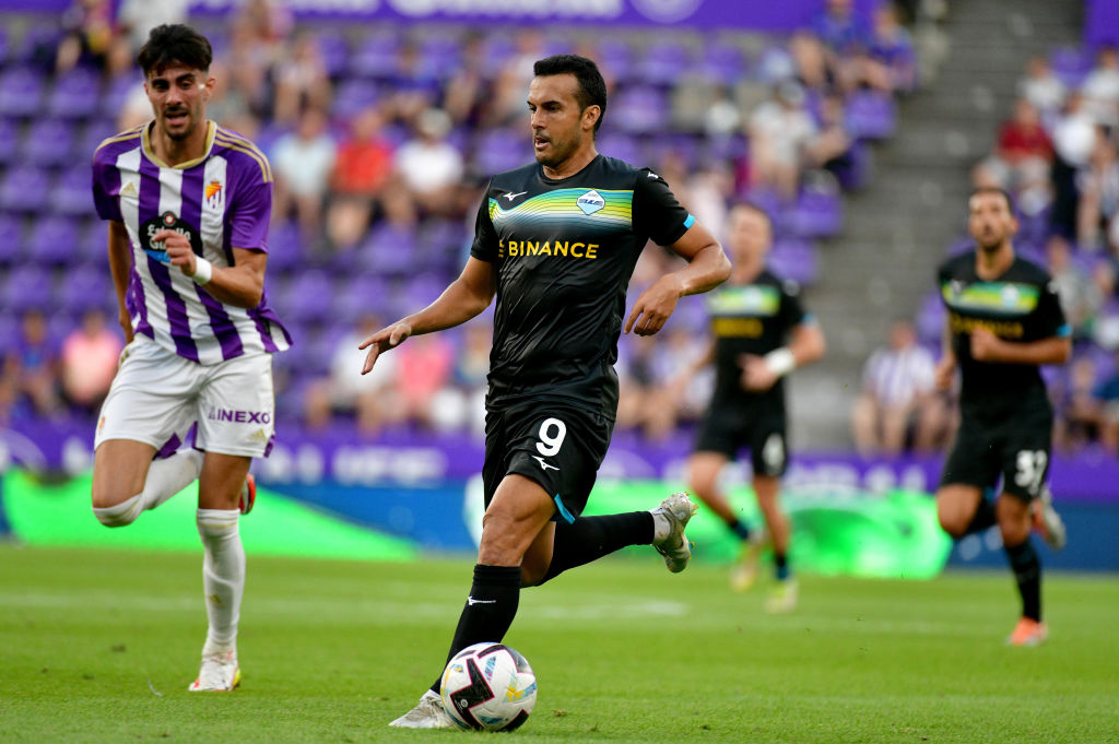 Pedro Rodriguez of SS Lazio in action during the friendly match between Real Valladoid CF v SS Lazio at Estadio Municipal Jose Zorrilla on August 06, 2022 in Valladolid, Spain.