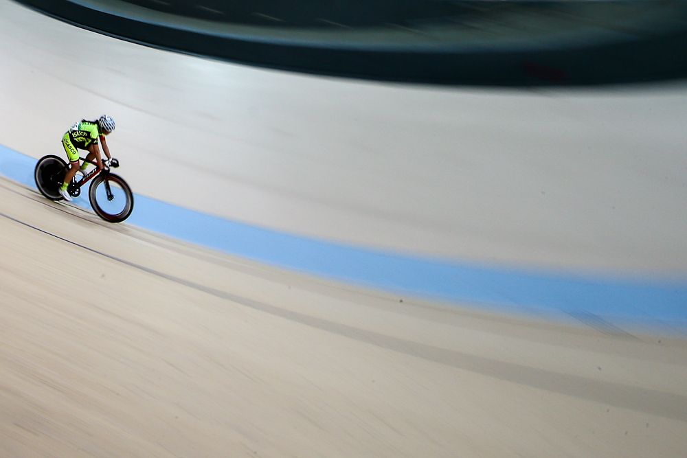 A Cyclist trains at the newly delivered Rio Olympic Velodrome at Olympic Park