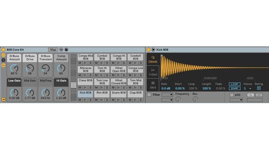 Ableton Live has a good selection of electronic drum samples.