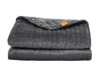 Best weighted blanket cut out grey velvet with logo