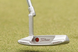 A close up of Tiger Woods' putter