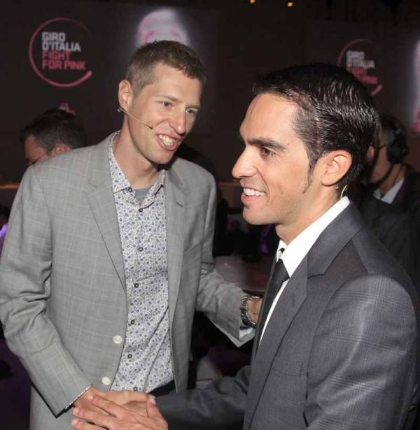 Defending champion Ryder Hesjedal and Alberto Contador