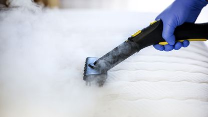mattress being steam cleaned