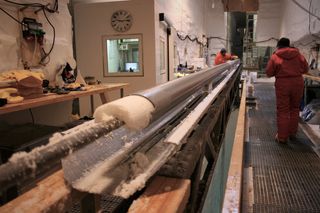 One of the long ice cores examined in the new study.