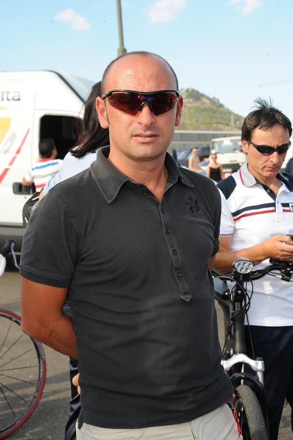 Paolo Bettini at the stage finish in Alcoy.