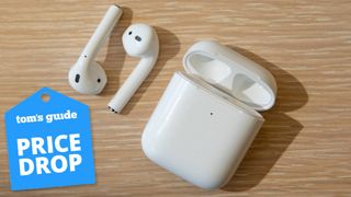 Apple AirPods with a Tom's Guide deal tag