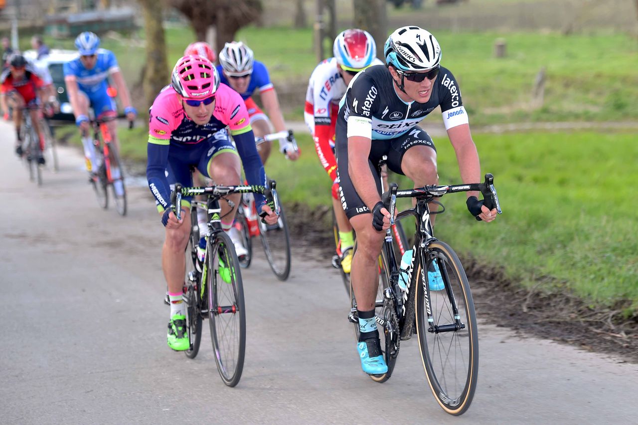 Yves Lampaert (Etixx-Quick Step) leading the break
