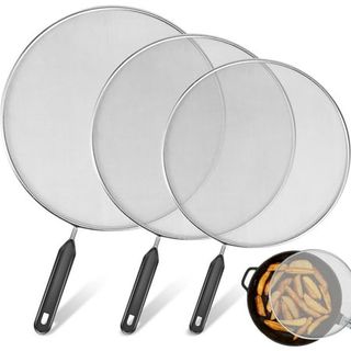 Lzvxtym 3 Pack Stainless Steel Mesh Splatter Screen for Cooking Frying Pan Splash-Proof Oil Splatter Guard 9.8 In+11.4 In+13 in