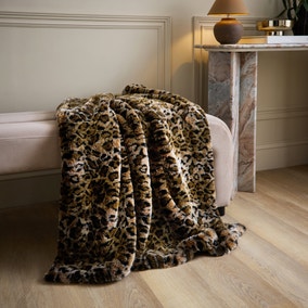 Leopard Print Faux Fur Throw 130cm X 180cm