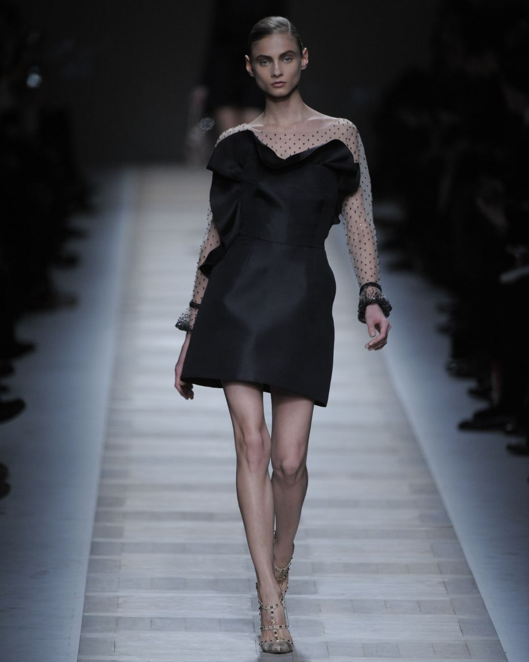 Model wears Valentino Rockstud heels on the Valentino autumn/winter 2010 runway,