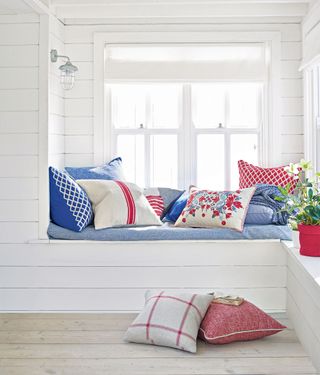 Window seat idea in nautical colors