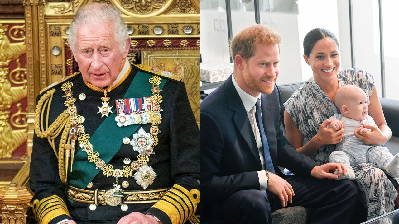 King Charles&#039; coronation moment that could show unity with Sussexes. Seen here are the King, Prince Harry and Meghan at different occasions