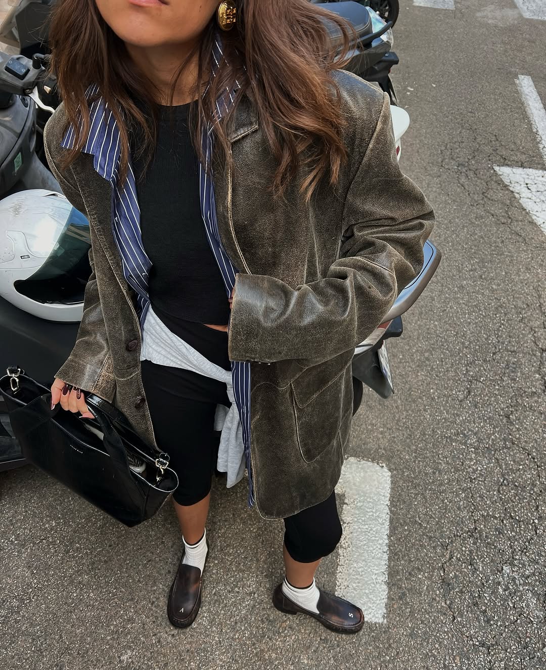 woman wearing brown loafer trend