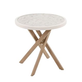 White and wooden bistro table