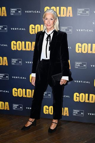 Helen Mirren wearing a velvet tuxedo