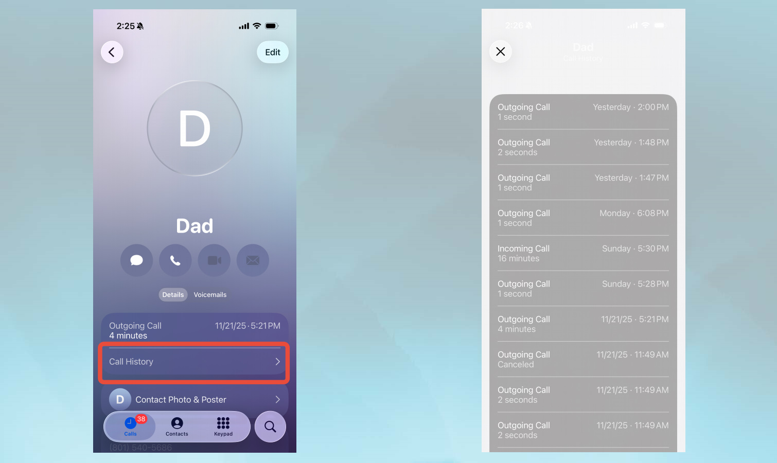 iOS 26 tips &amp; tricks - Call History