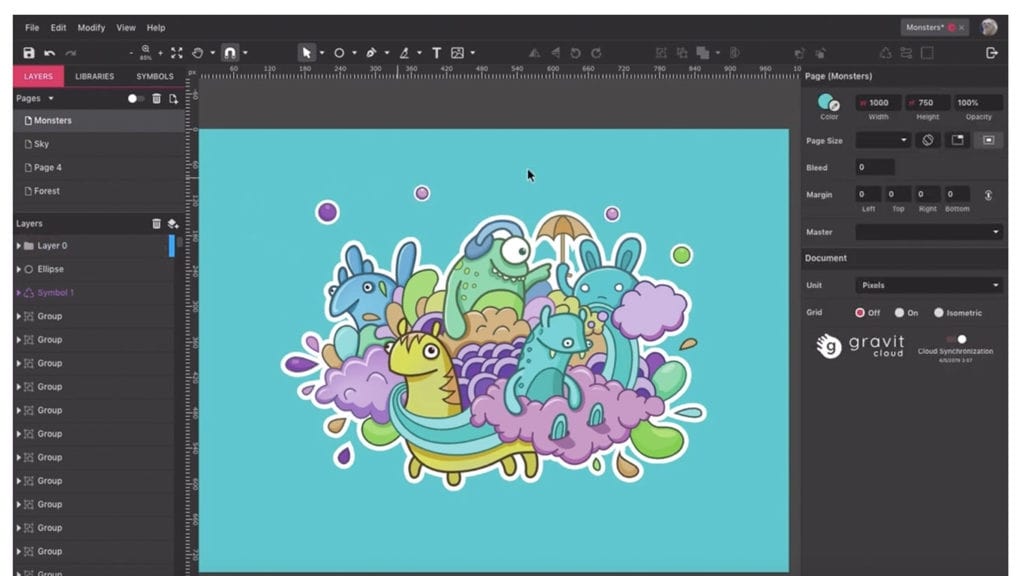best alternatives for illustrator - Gravit Designer in use on a computer