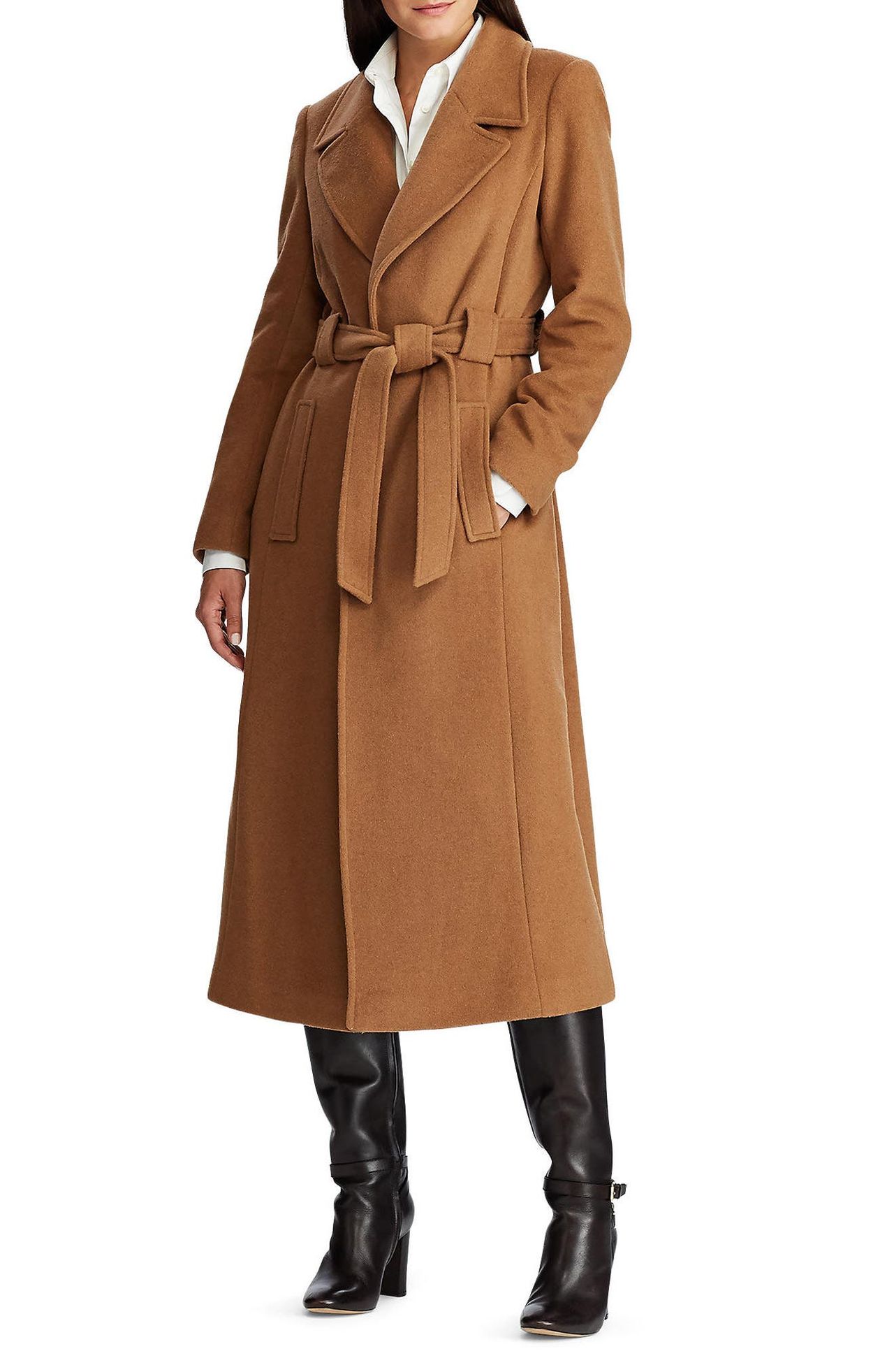 Urbann-Vibe Women's Wool Blend Coat Slim Fit Belted Double Breasted Mid Thigh Length For Modern Women main image 1