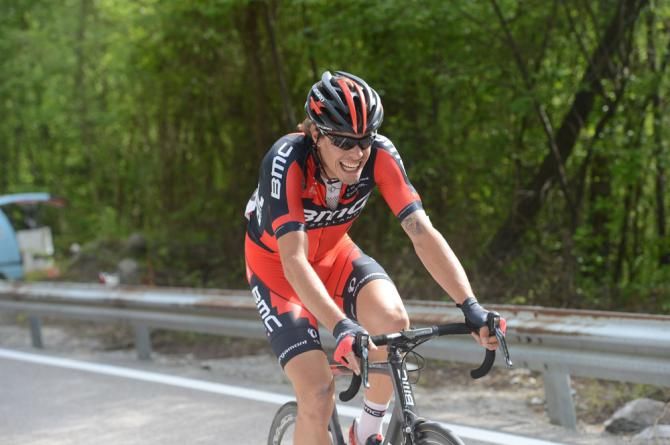 Daniel Oss (BMC) digs deep on the climb to the finish