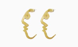 brass large face profile earrings by Kalmar