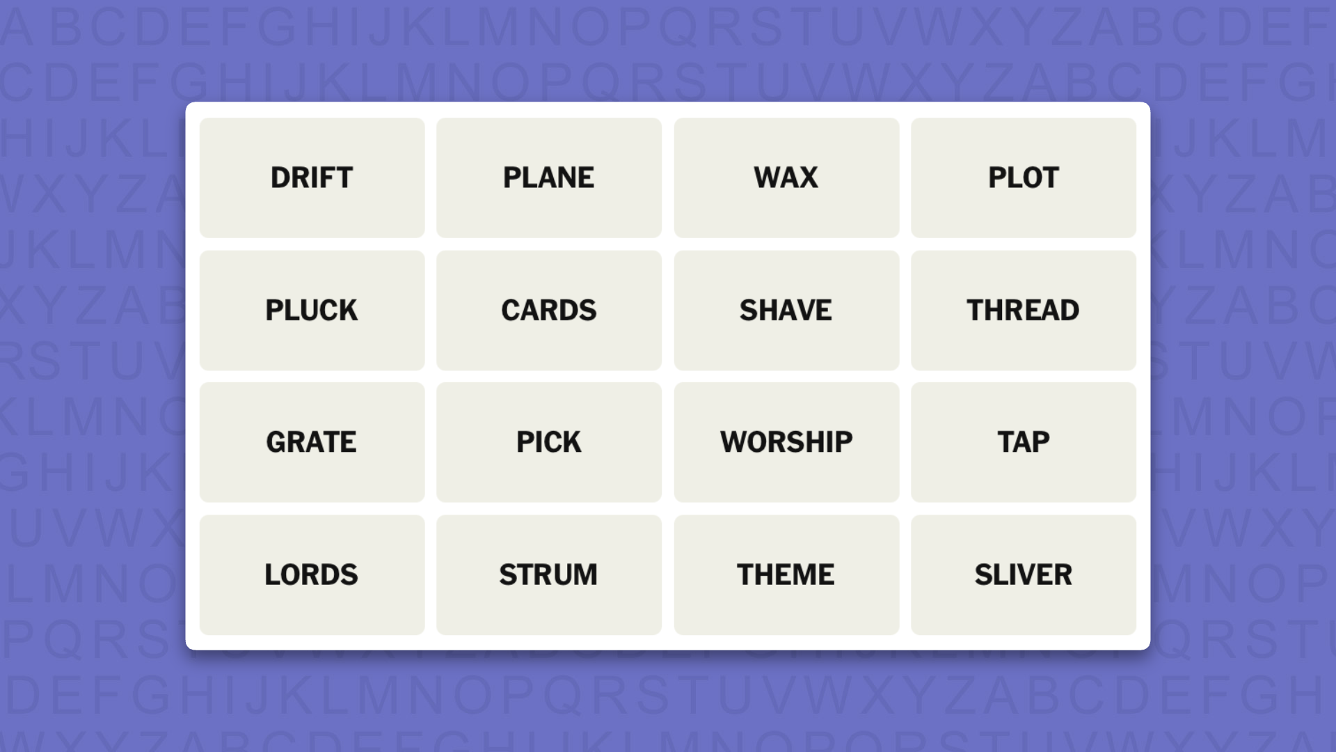 NYT Connections hints for game 1123 on a purple background