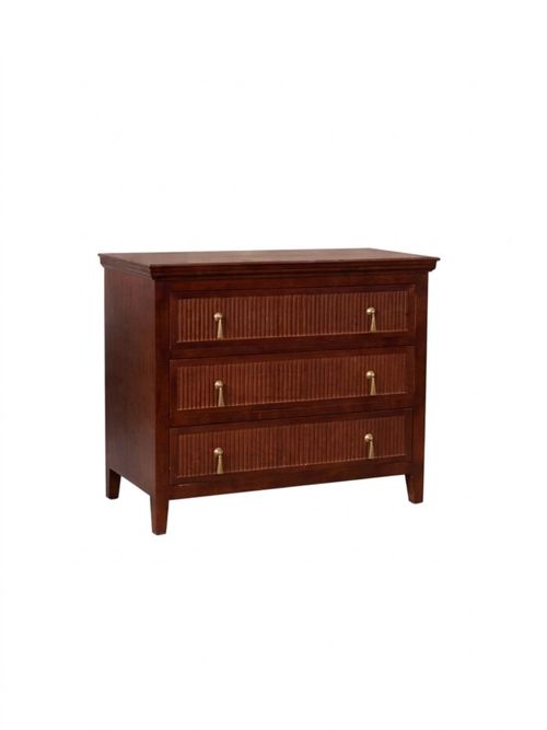 Georgian 3 Drawer Dark Wood Reeded Chest of Drawers